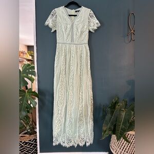 NWT Elegant Lace Maxi Dress in Mint Green size Small